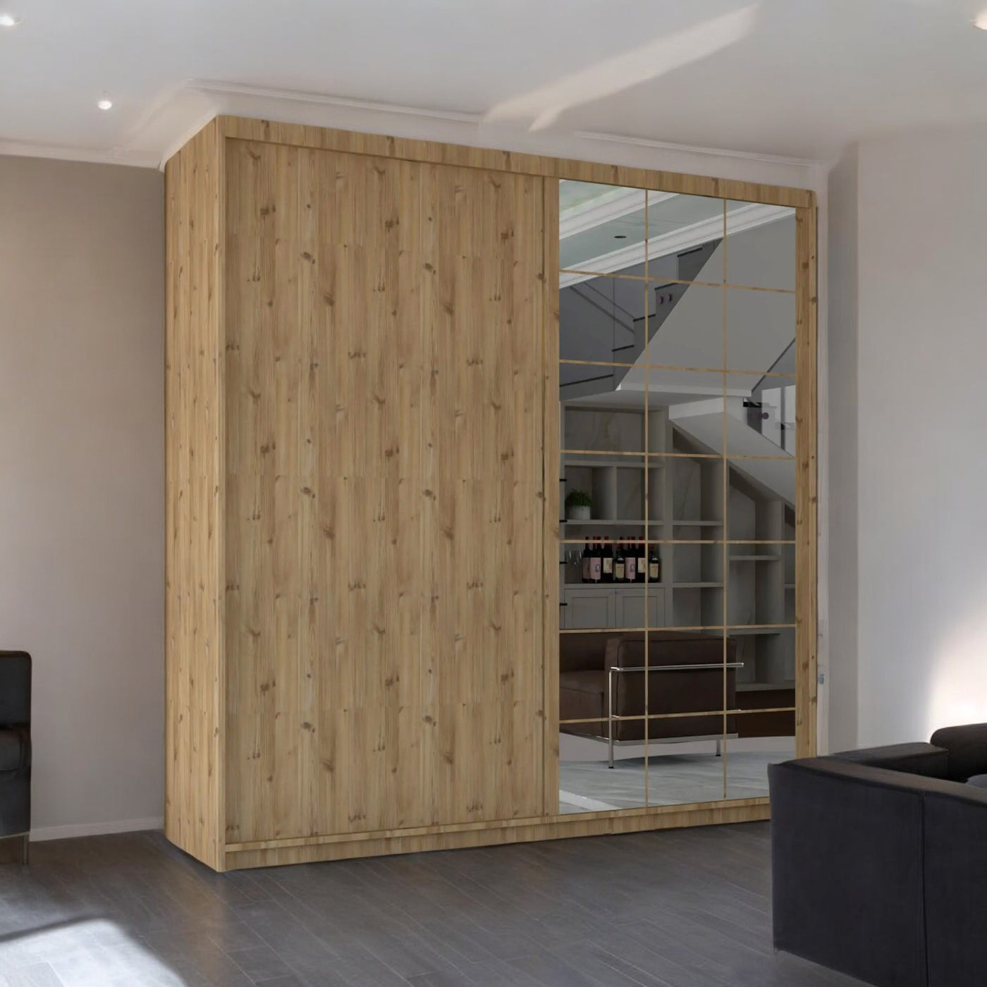Etna Sliding Door Wardrobe with Full Mirror - UK Stock & Delivery