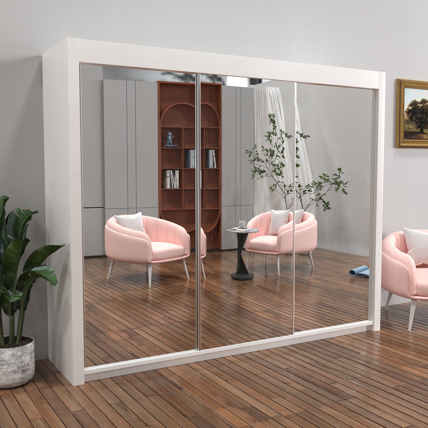 Chicago Sliding Wardrobe with Mirror - 100cm to 250cm - UK Delivery