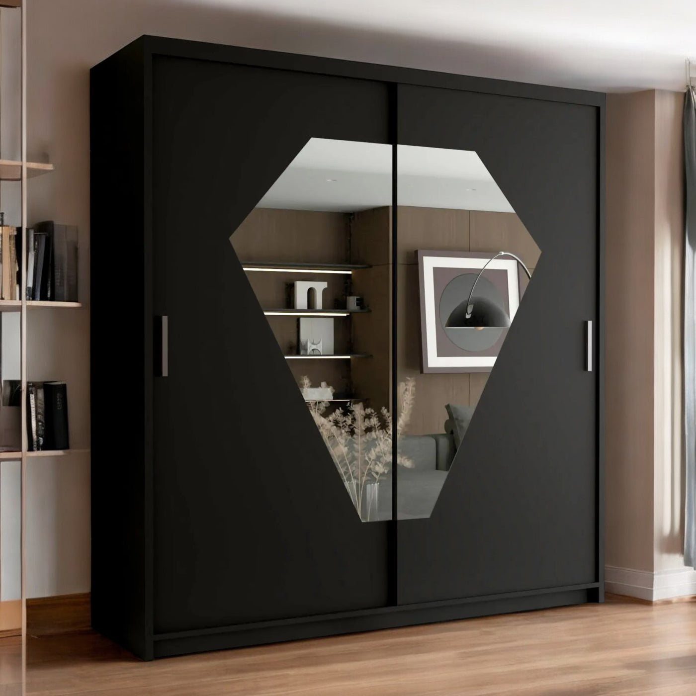 Diamond Sliding Wardrobe with Mirror - Luxury Storage Solution UK