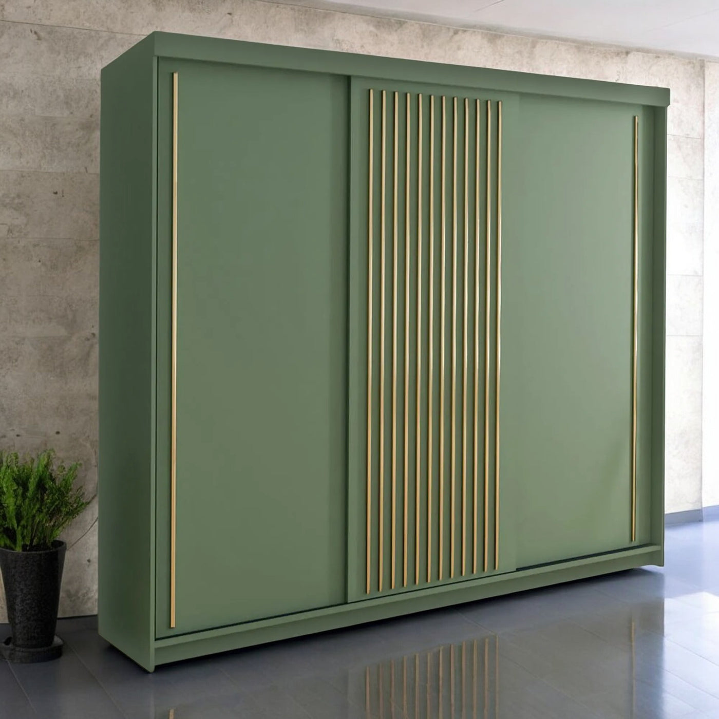 Modern Green Sliding Door Wardrobe - 150cm | 203cm | 250cm