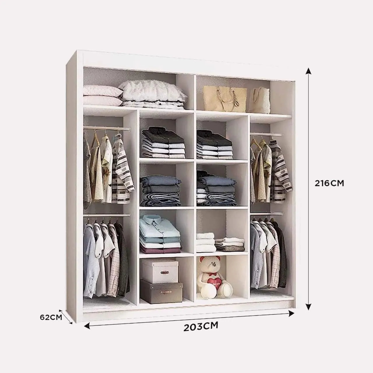 Sliding Wardrobe with Mirror - Modern 2 Door Wardrobe - Furniture Home UK
