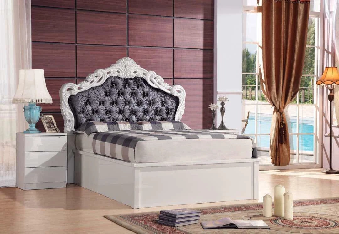 White Ottoman Storage Bed High Gloss MDF - Multi Colour Headboard Options