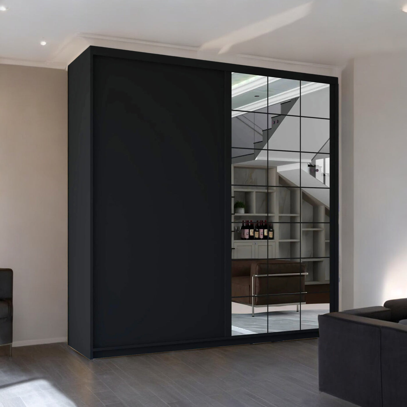 Etna Sliding Door Wardrobe with Full Mirror - UK Stock & Delivery