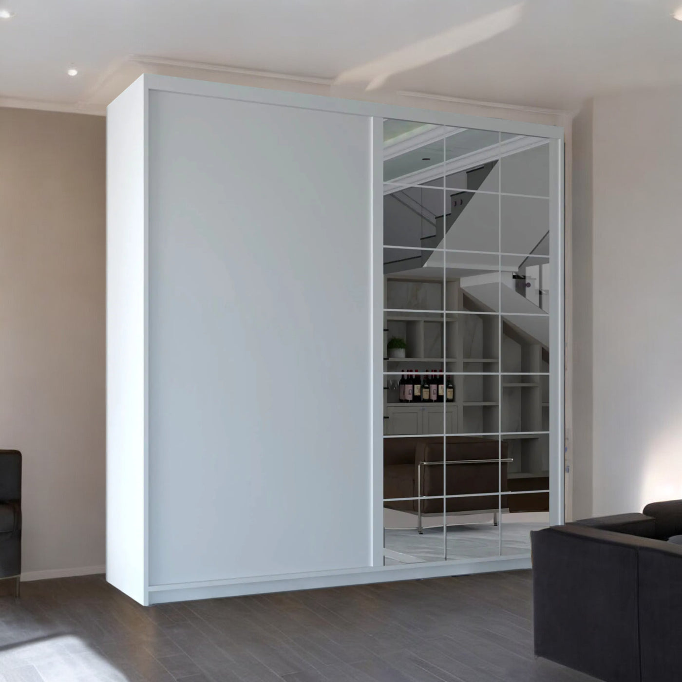 Etna Sliding Door Wardrobe with Full Mirror - UK Stock & Delivery