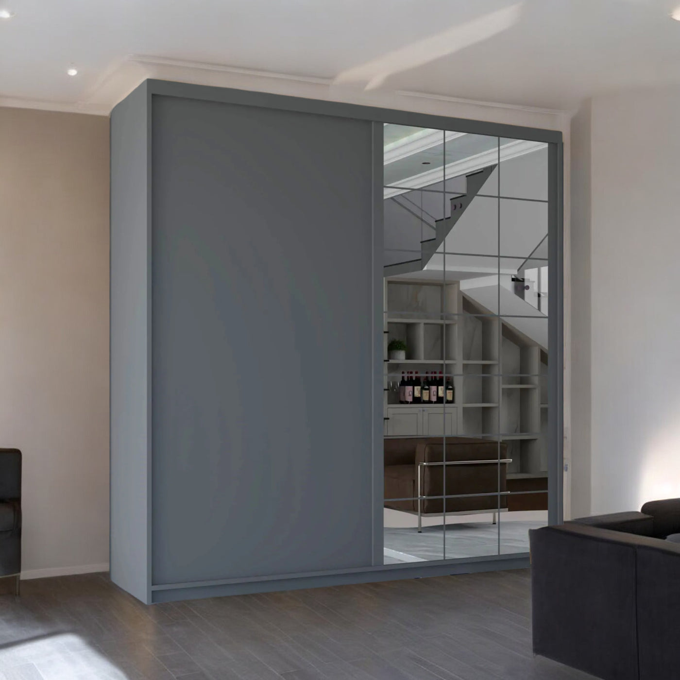 Etna Sliding Door Wardrobe with Full Mirror - UK Stock & Delivery