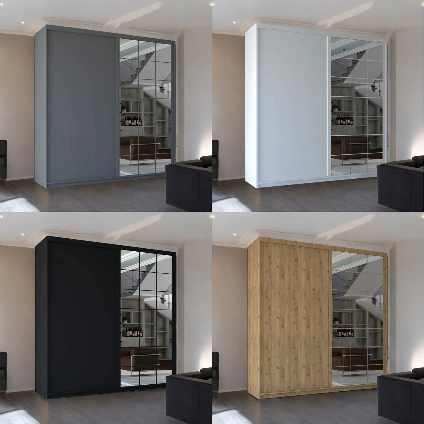 Etna Sliding Door Wardrobe with Full Mirror - UK Stock & Delivery