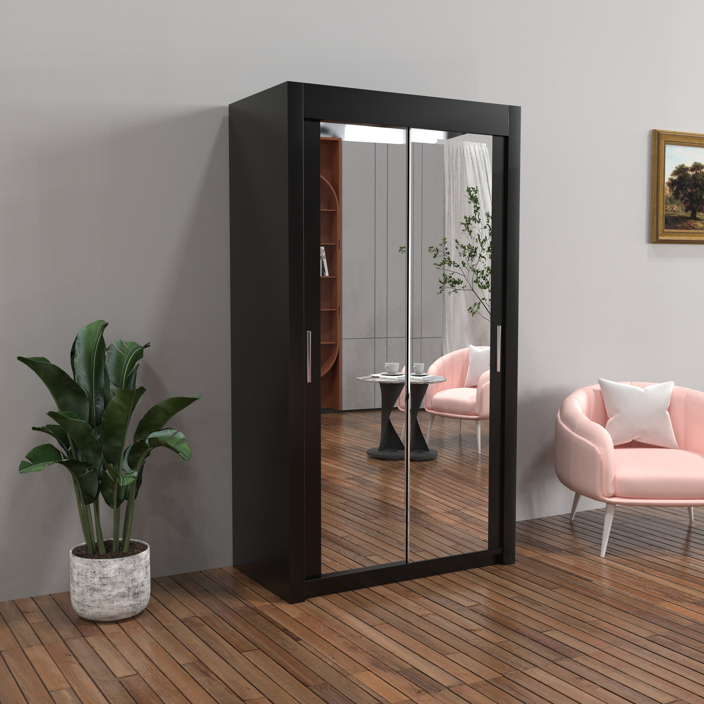 Chicago Sliding Wardrobe with Mirror - 100cm to 250cm - UK Delivery