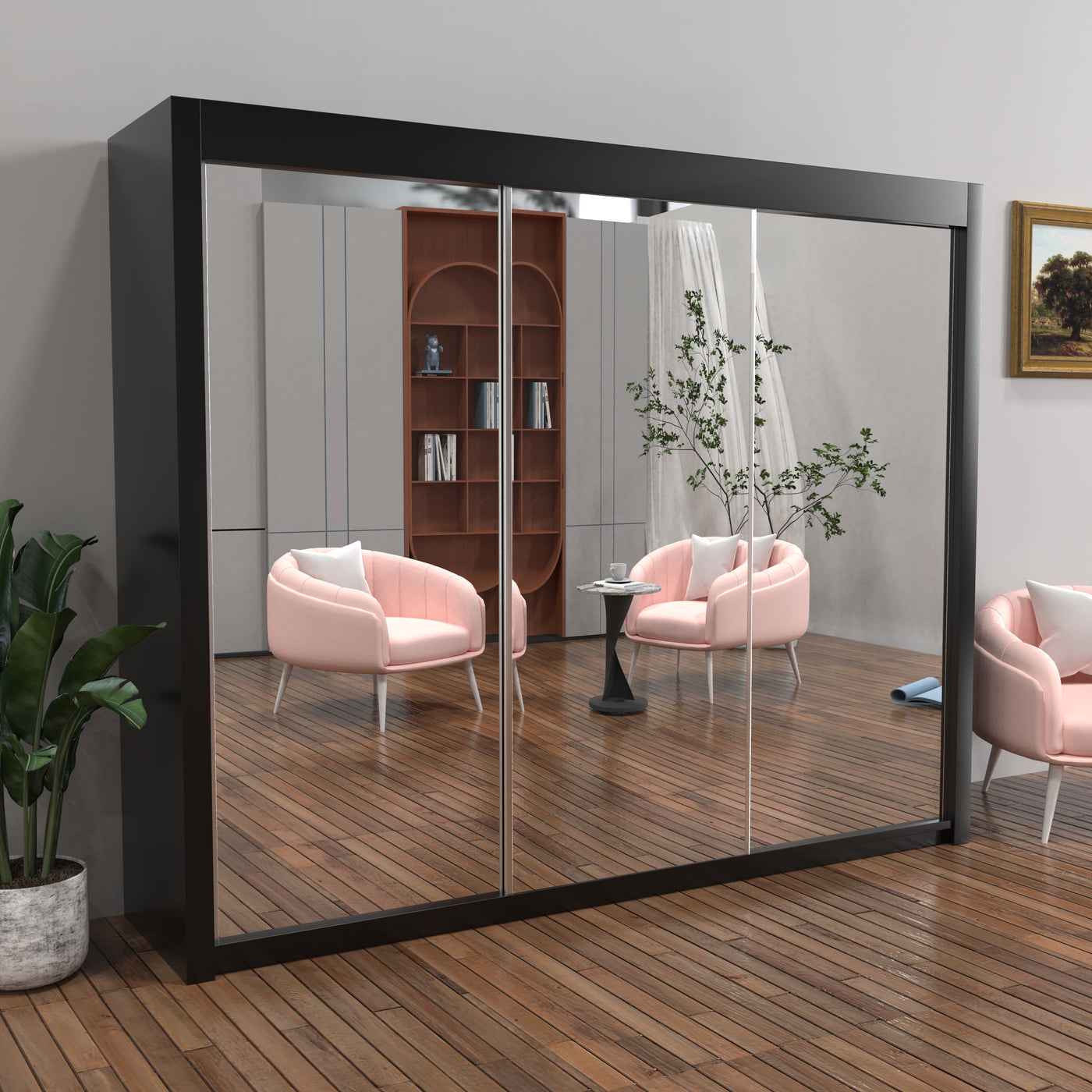 Chicago Sliding Wardrobe with Mirror - 100cm to 250cm - UK Delivery