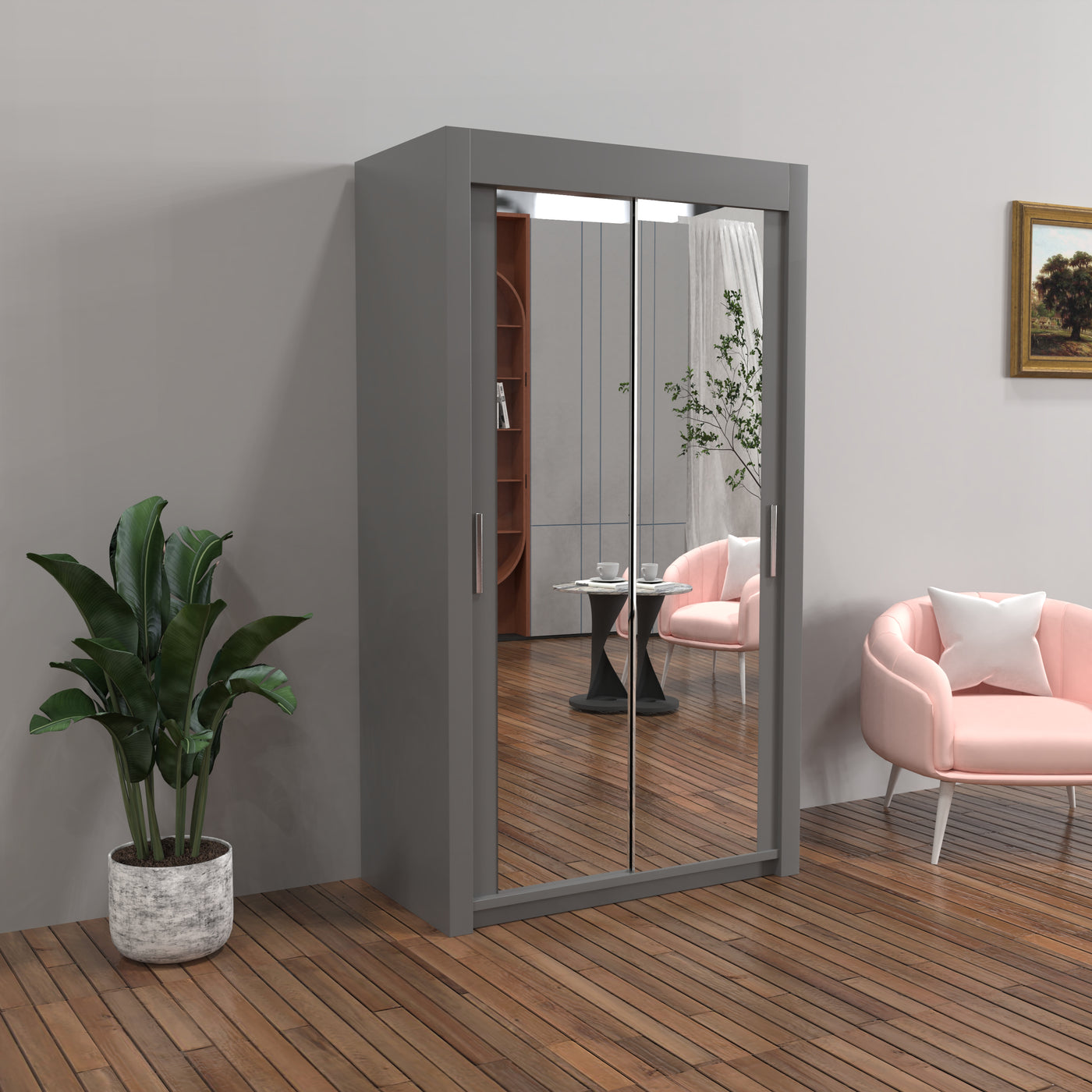 Chicago Sliding Wardrobe with Mirror - 100cm to 250cm - UK Delivery
