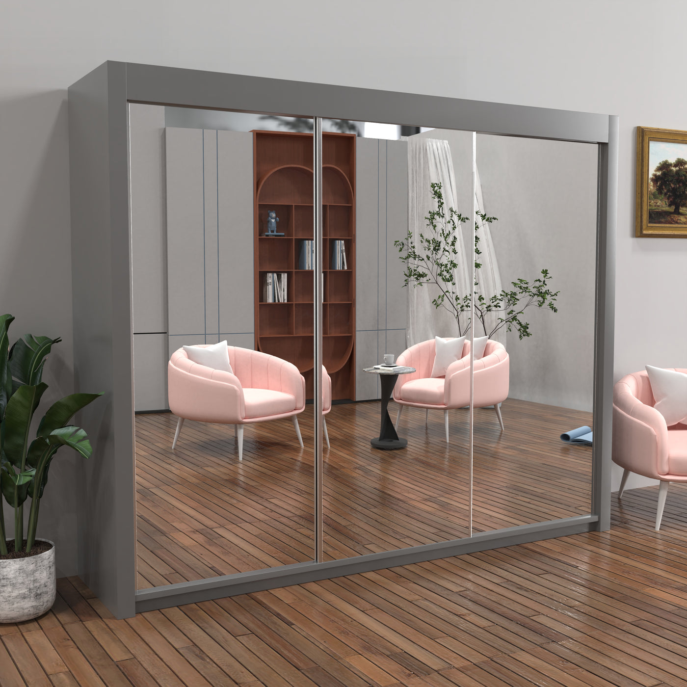 Chicago Sliding Wardrobe with Mirror - 100cm to 250cm - UK Delivery