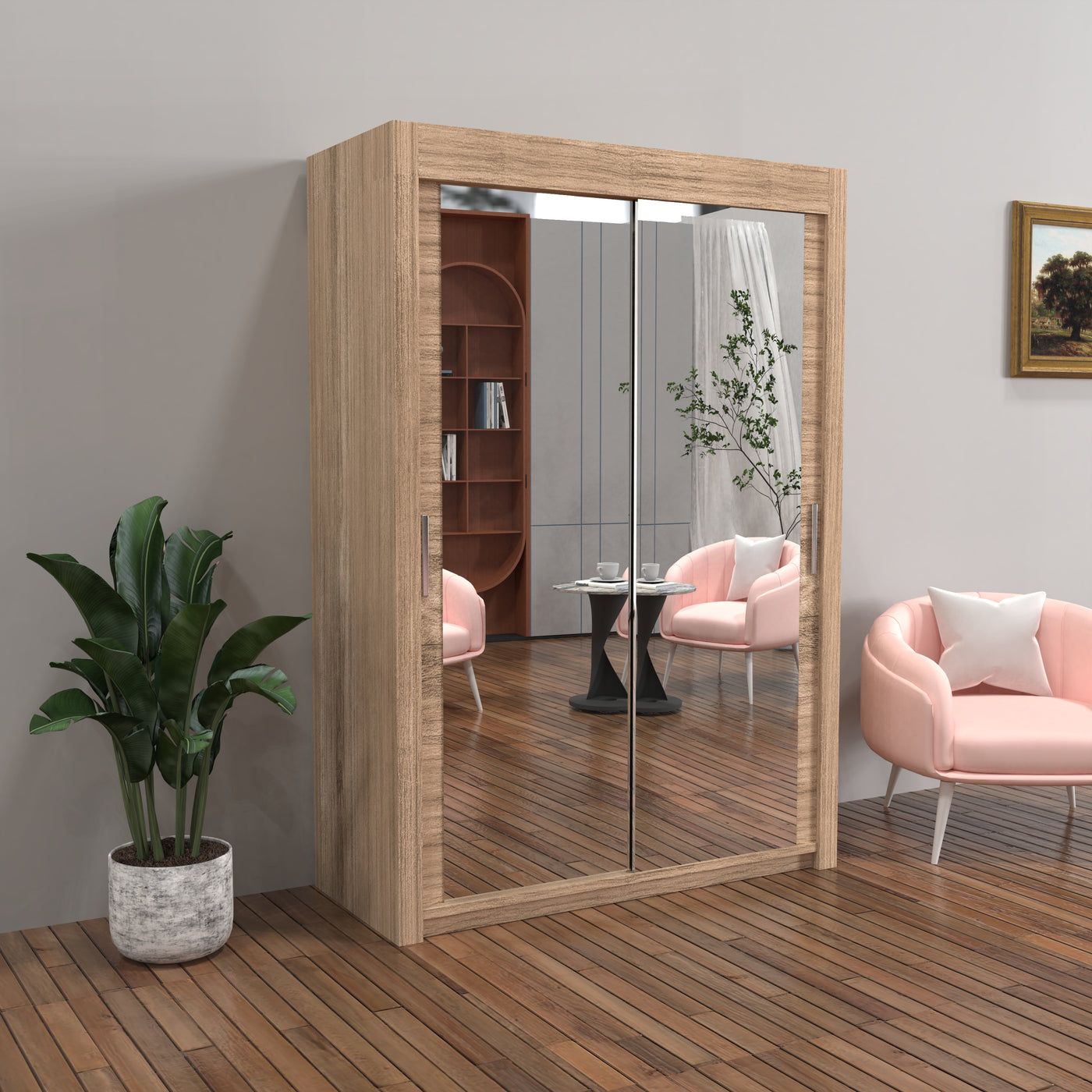 Chicago Sliding Wardrobe with Mirror - 100cm to 250cm - UK Delivery