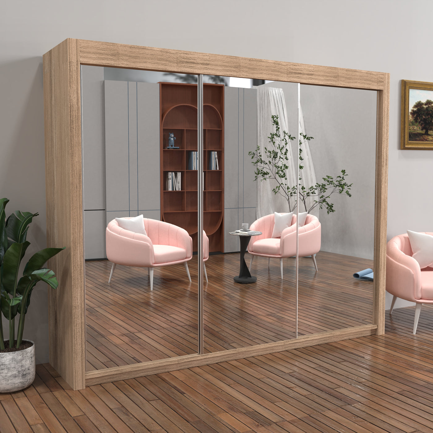 Chicago Sliding Wardrobe with Mirror - 100cm to 250cm - UK Delivery
