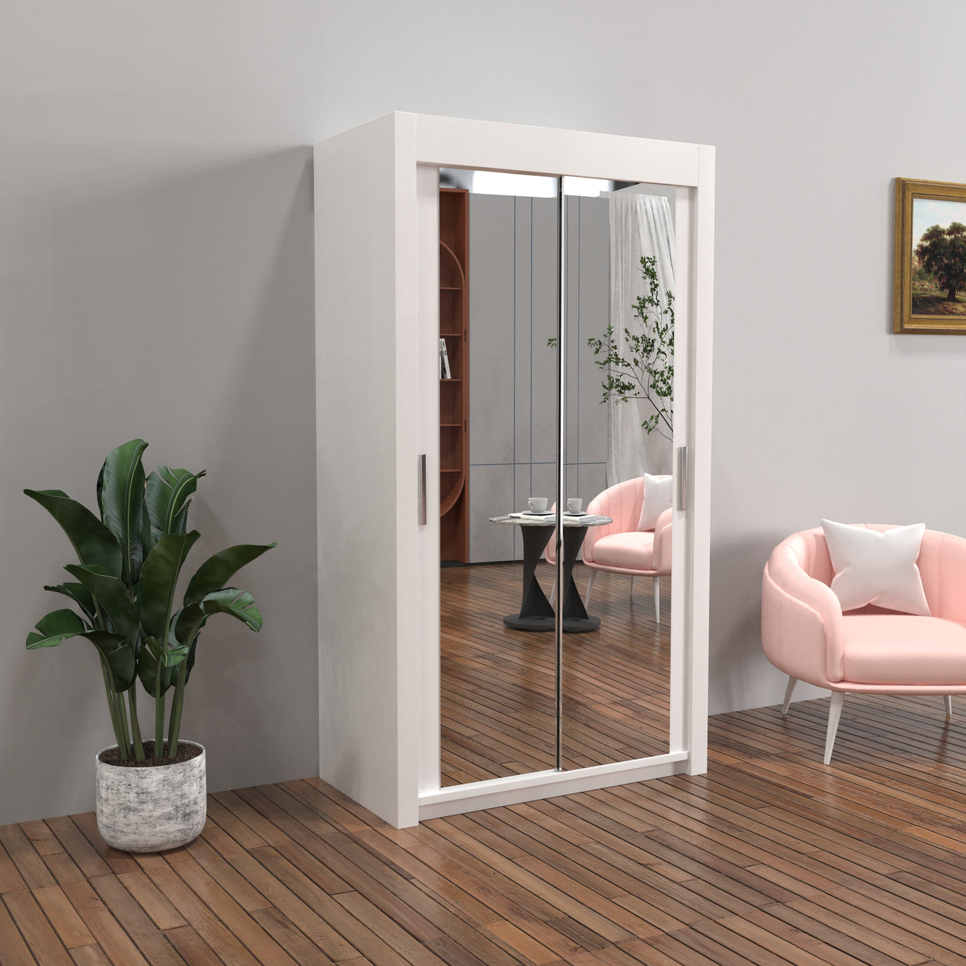 Chicago Sliding Wardrobe with Mirror - 100cm to 250cm - UK Delivery