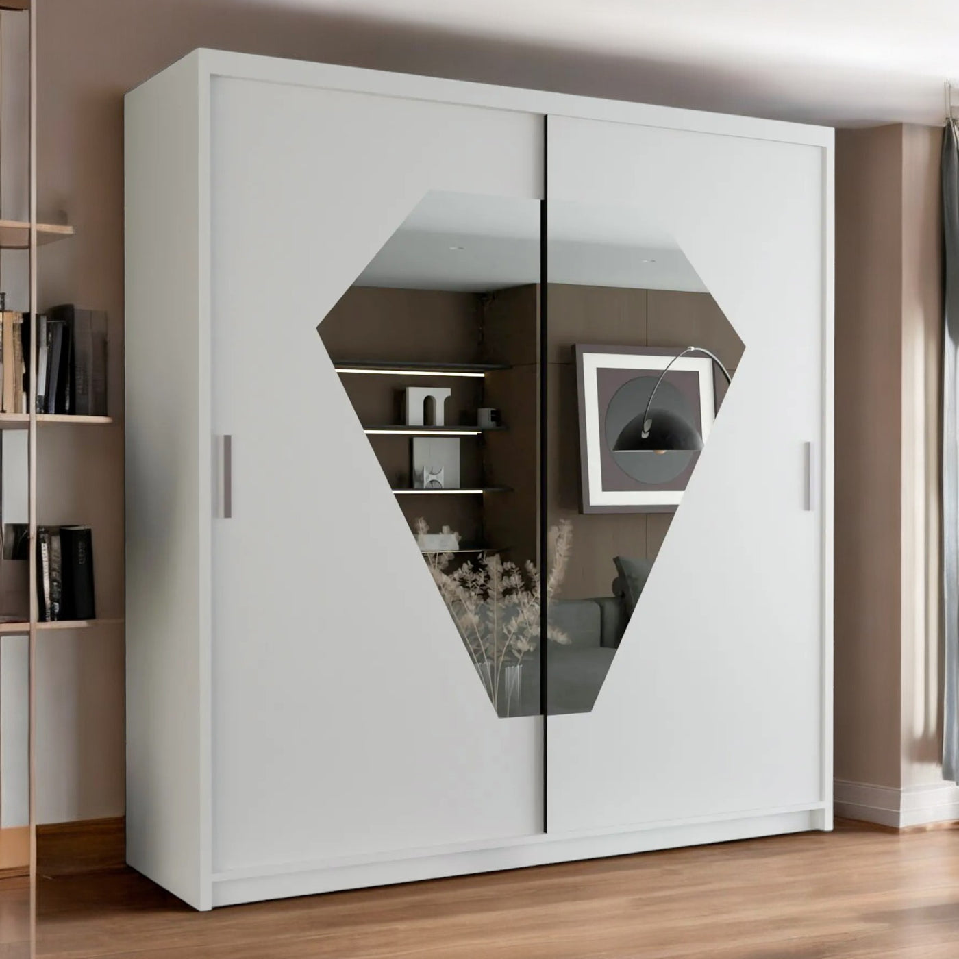 Diamond Sliding Wardrobe with Mirror - Luxury Storage Solution UK