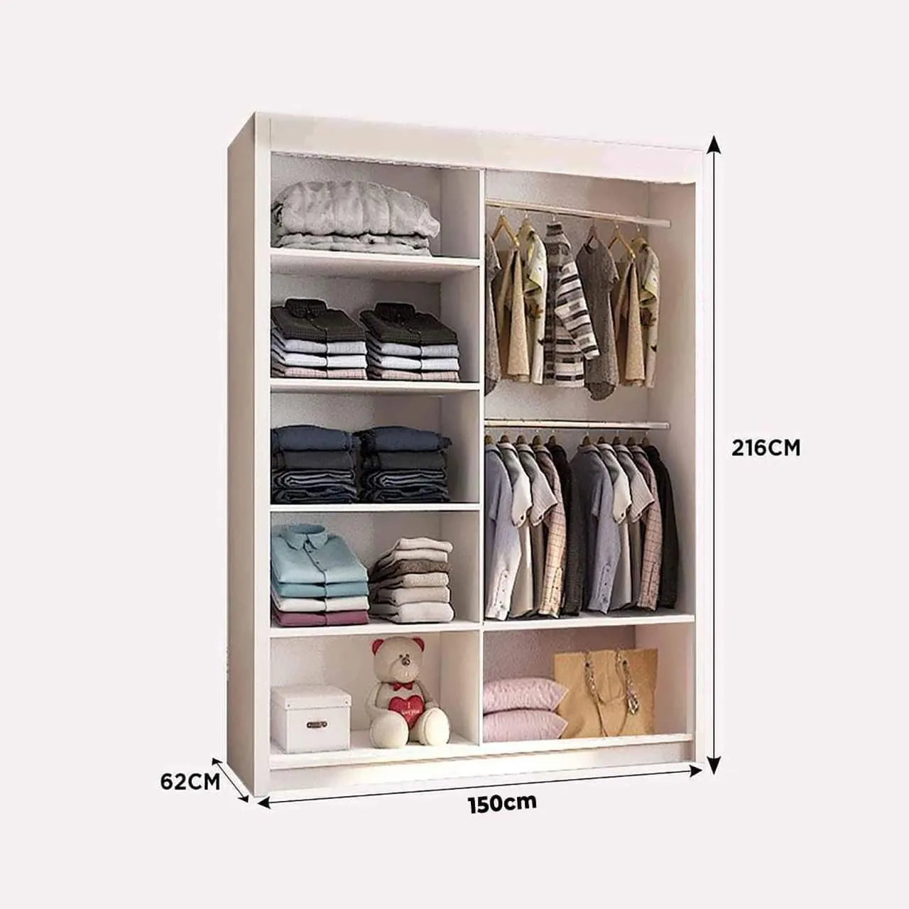 Etna Full Mirror Sliding Wardrobe - 4 Sizes (120-203cm)
