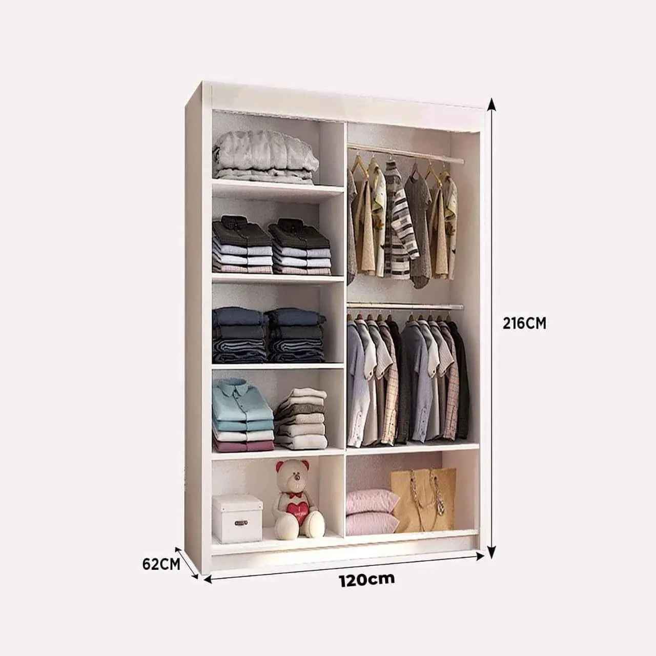 Etna Full Mirror Sliding Wardrobe - 4 Sizes (120-203cm)