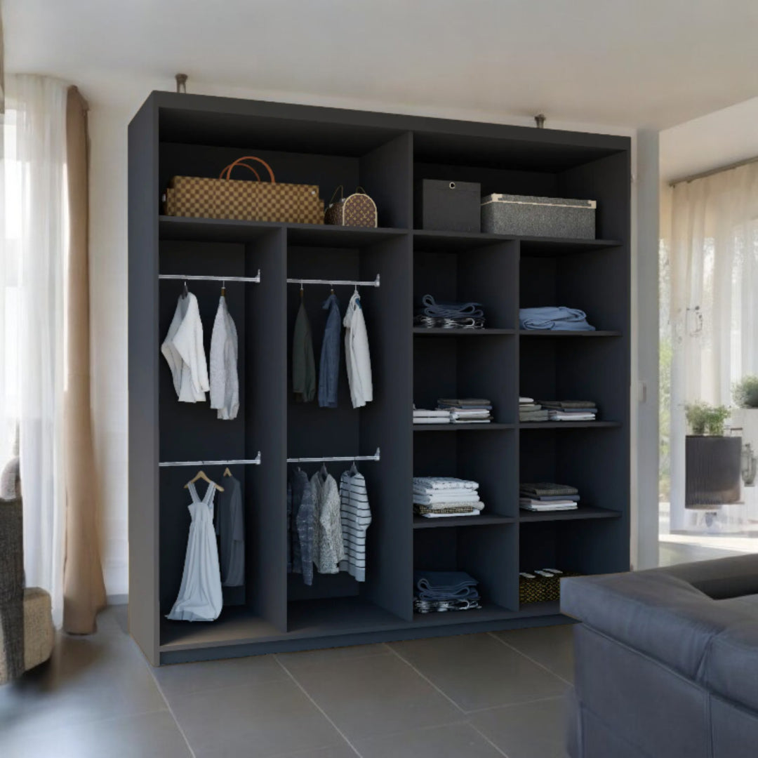2-Door Sliding Door Wardrobe with Mirror – 150cm / 203cm