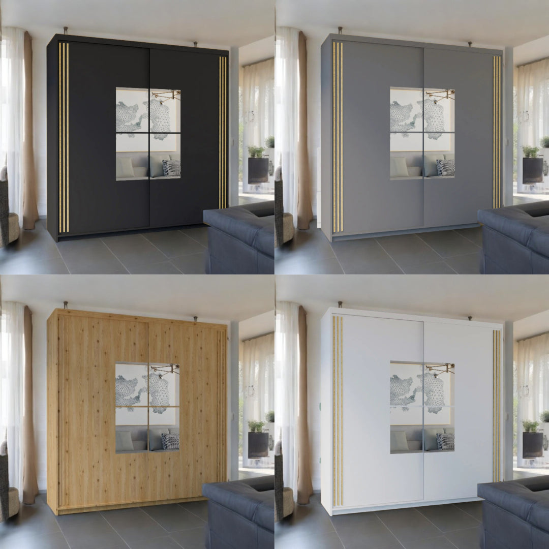 2-Door Sliding Door Wardrobe with Mirror – 150cm / 203cm