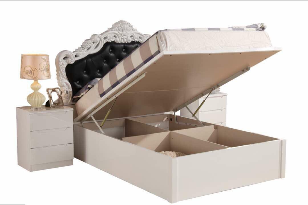 White Ottoman Storage Bed High Gloss MDF - Multi Colour Headboard Options