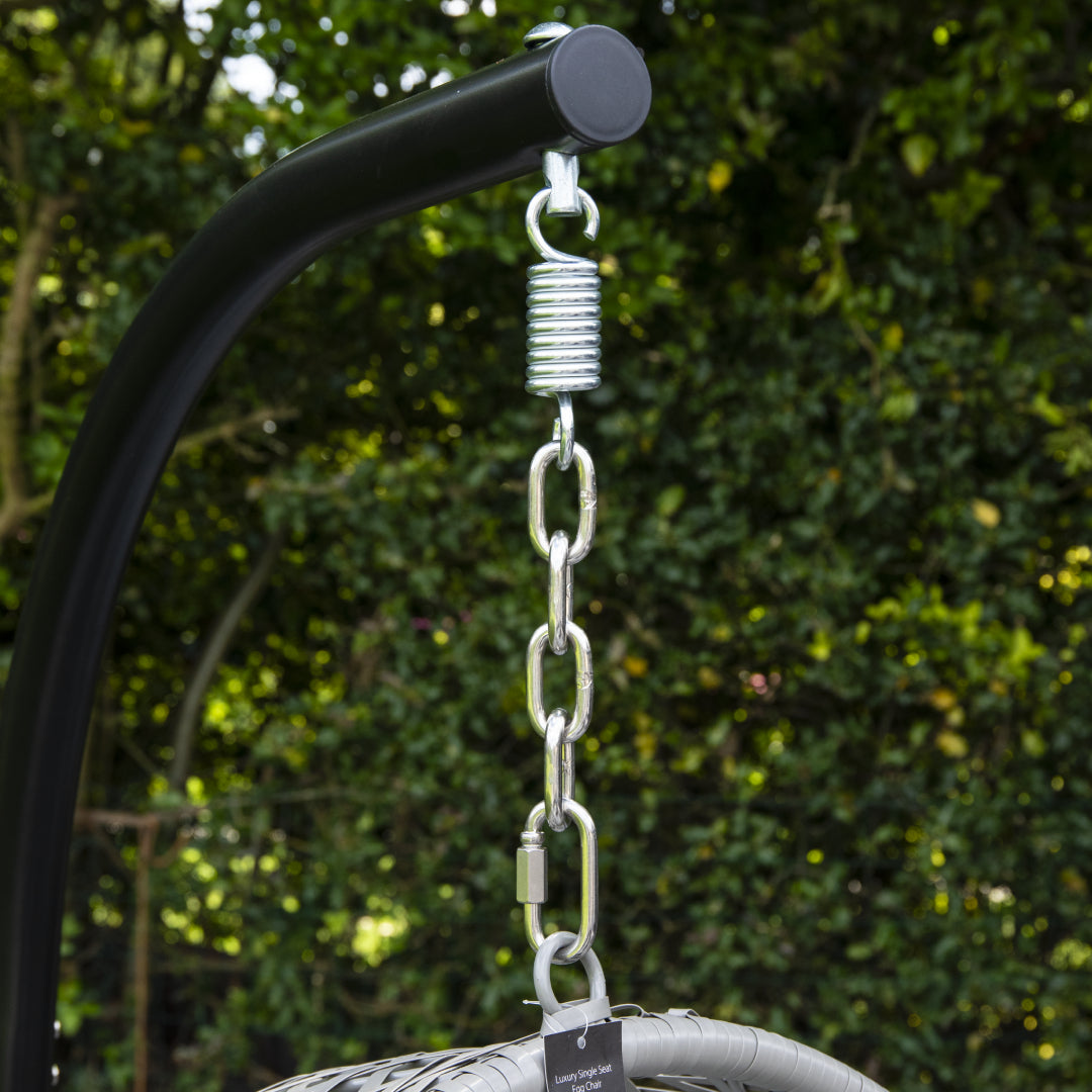 Grey Single Rattan Hanging Egg Chair with Stand | Indoor & Outdoor