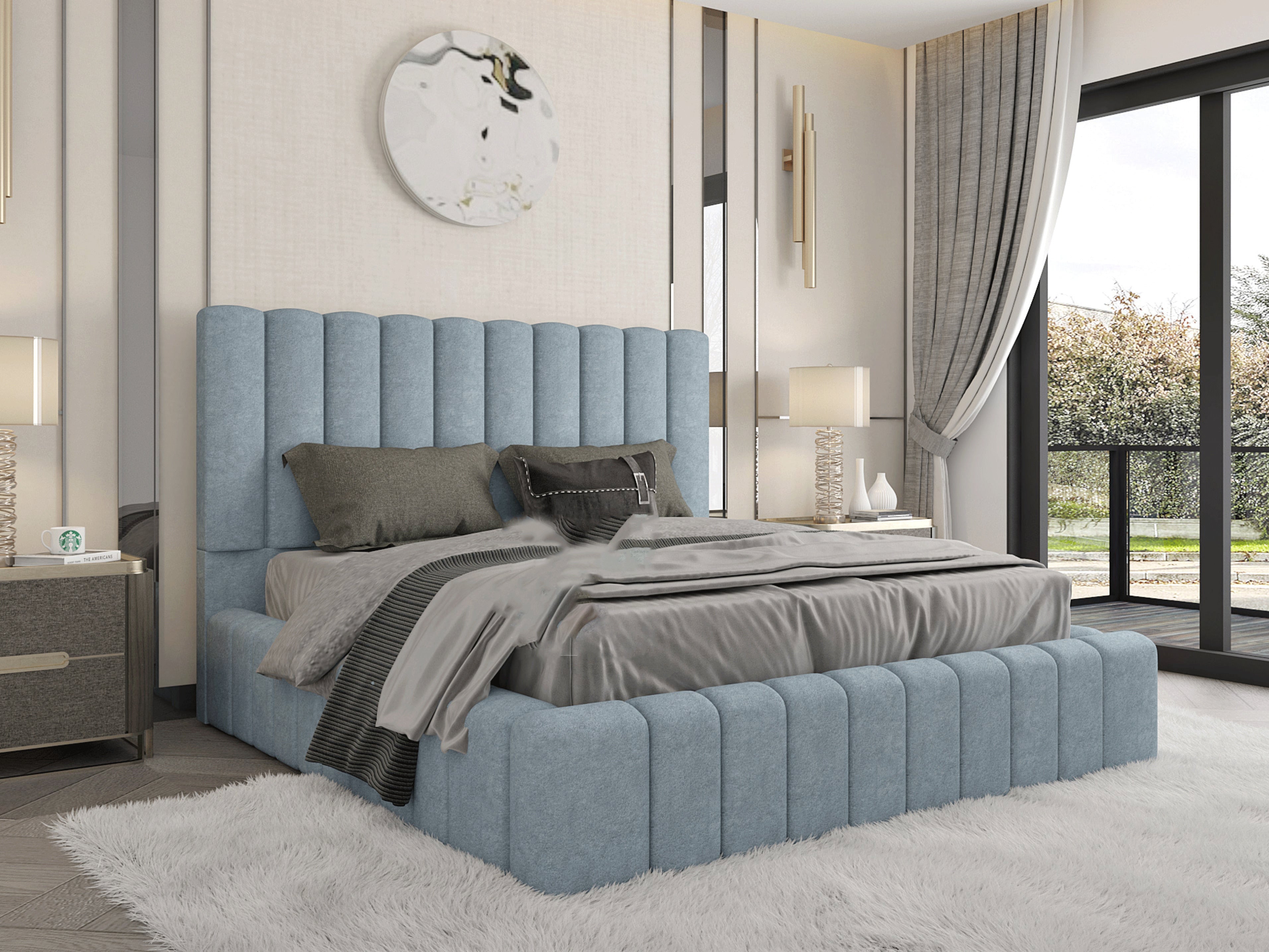 The Architectural Ambassador Plush Velvet Linear Panel Bed Frame