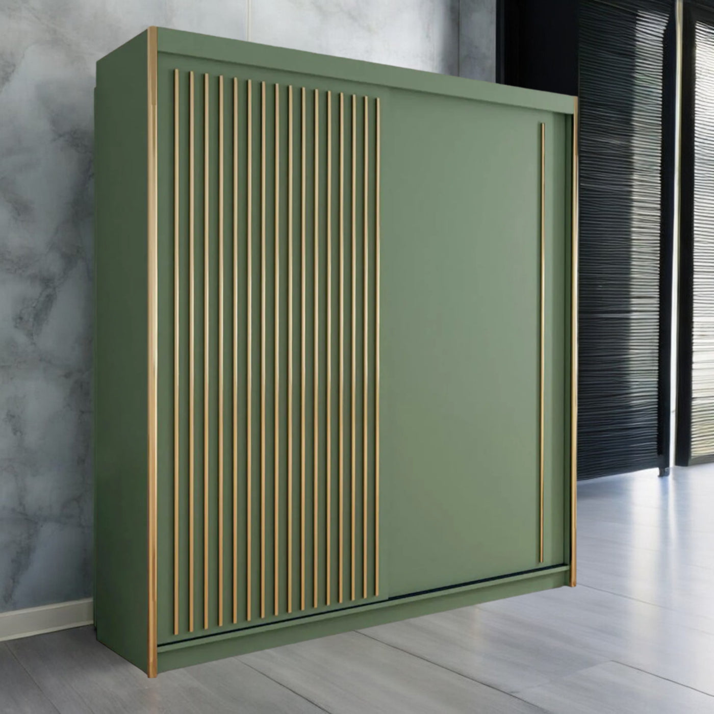 Modern Green Sliding Door Wardrobe - 150cm | 203cm | 250cm