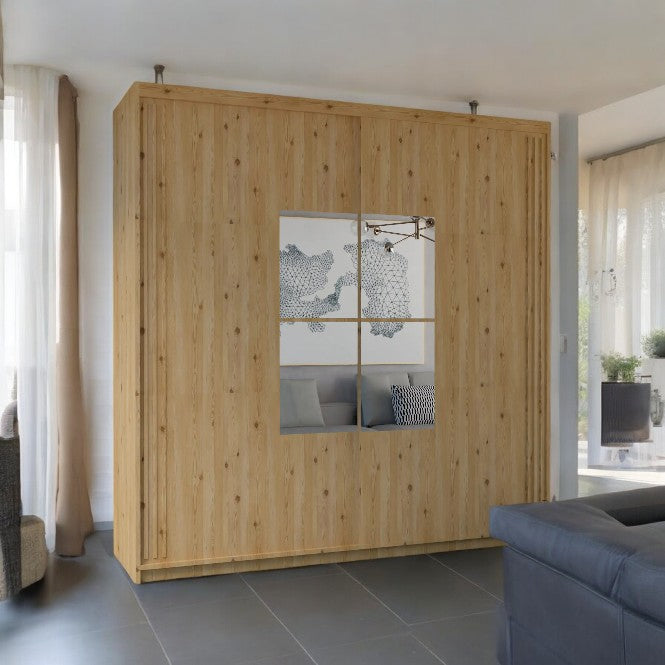 2-Door Sliding Door Wardrobe with Mirror – 150cm / 203cm