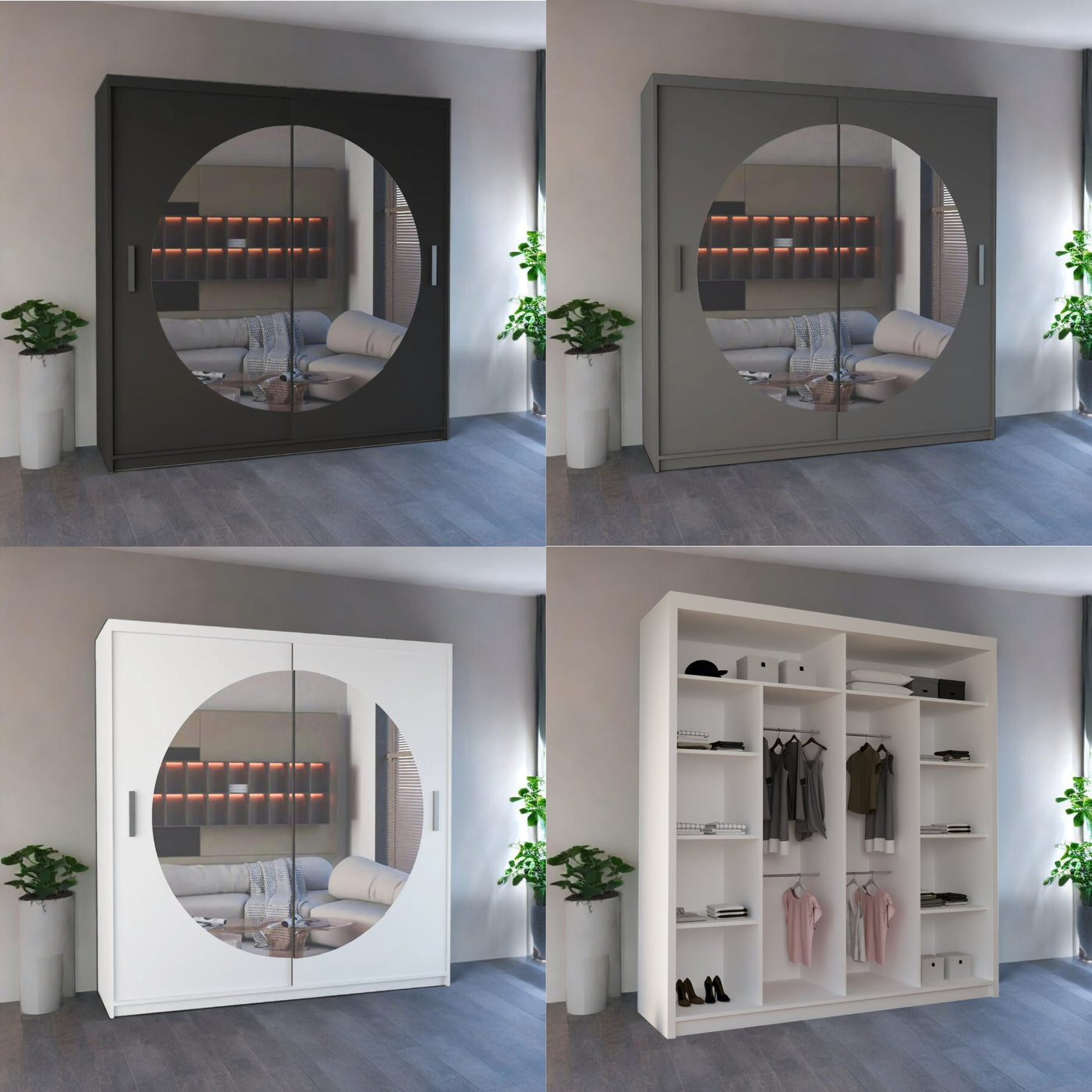 Ringo Sliding Wardrobe with Mirror | Luxury High-Capacity Storage UK