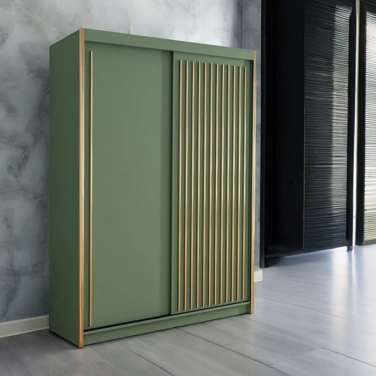Modern Green Sliding Door Wardrobe - 150cm | 203cm | 250cm