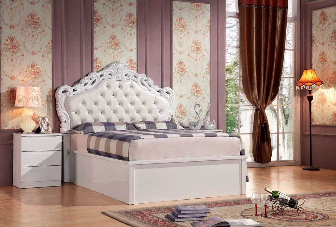 White Ottoman Storage Bed High Gloss MDF - Multi Colour Headboard Options