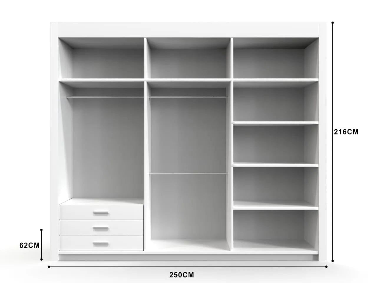 Chicago Sliding Wardrobe with Mirror - 100cm to 250cm - UK Delivery