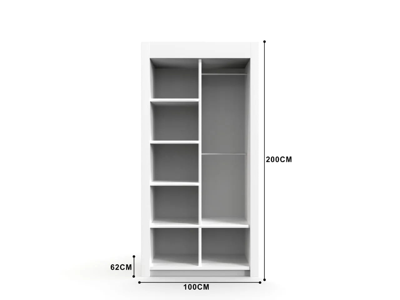 Chicago Sliding Wardrobe with Mirror - 100cm to 250cm - UK Delivery