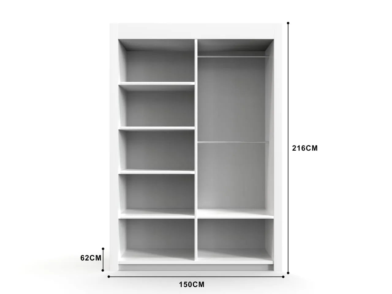 Chicago Sliding Wardrobe with Mirror - 100cm to 250cm - UK Delivery