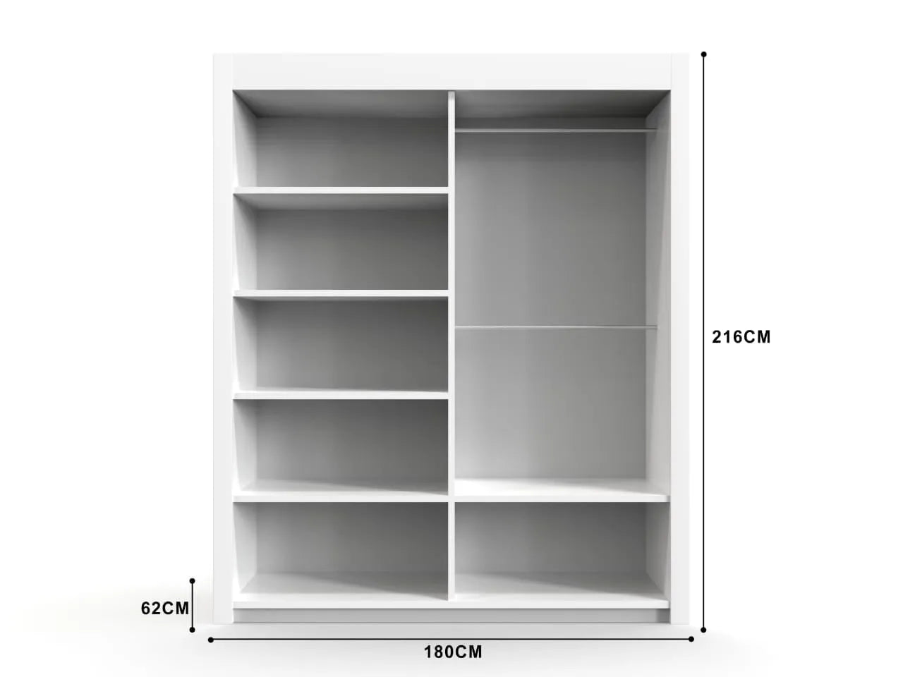 Chicago Sliding Wardrobe with Mirror - 100cm to 250cm - UK Delivery