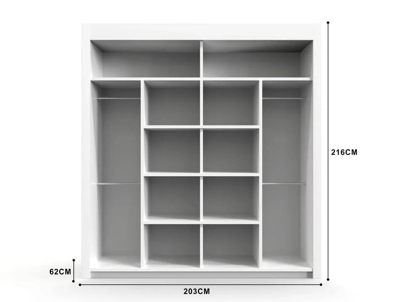 Chicago Sliding Wardrobe with Mirror - 100cm to 250cm - UK Delivery
