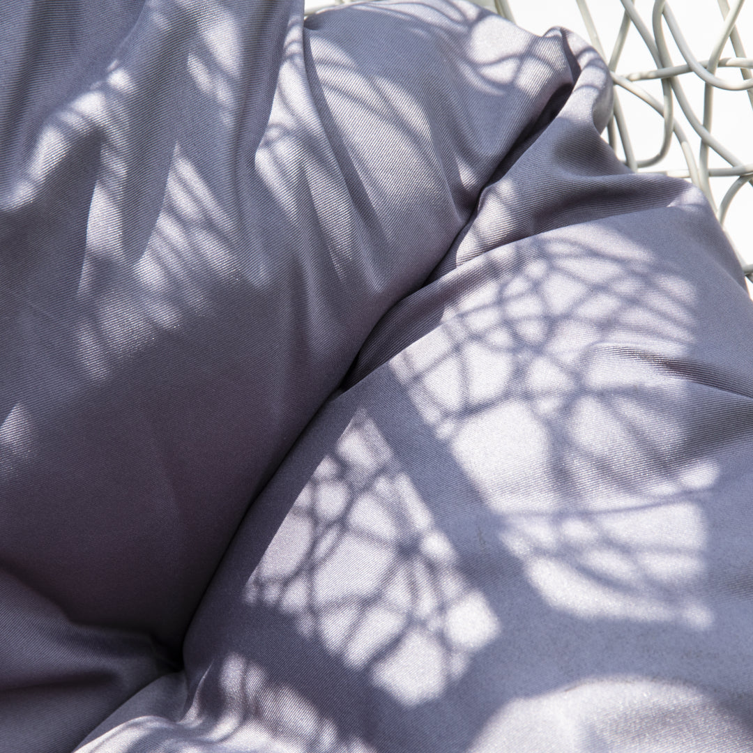 Light Grey Double Rattan Hanging Egg Chair with Stand - 2-Seater Garden Swing Seat